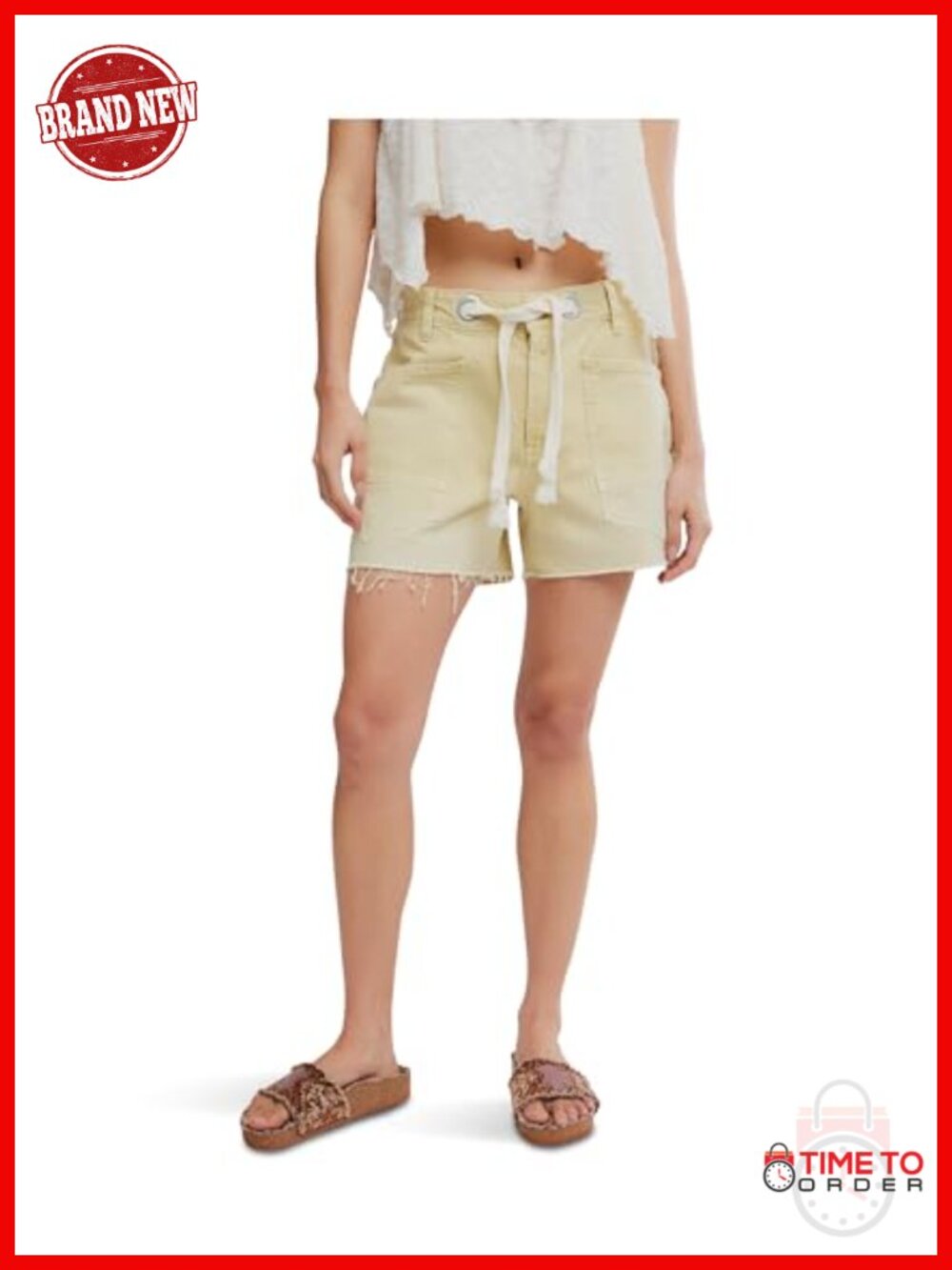 Free People Moxie Barrel Shorts Mid Rise Pull On Casual